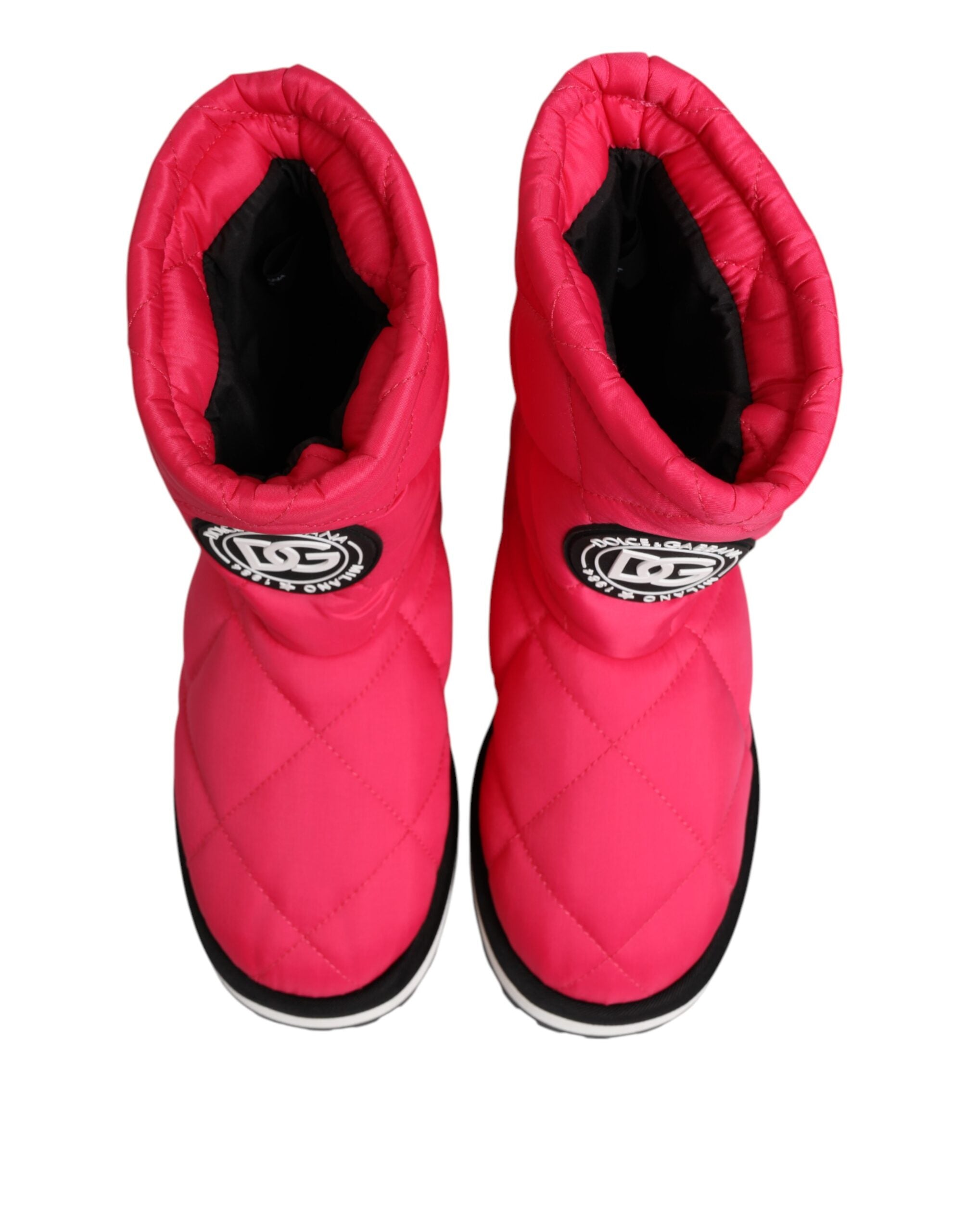 Dolce & Gabbana Pink White Viscose Padded Mid Calf Boots Shoes