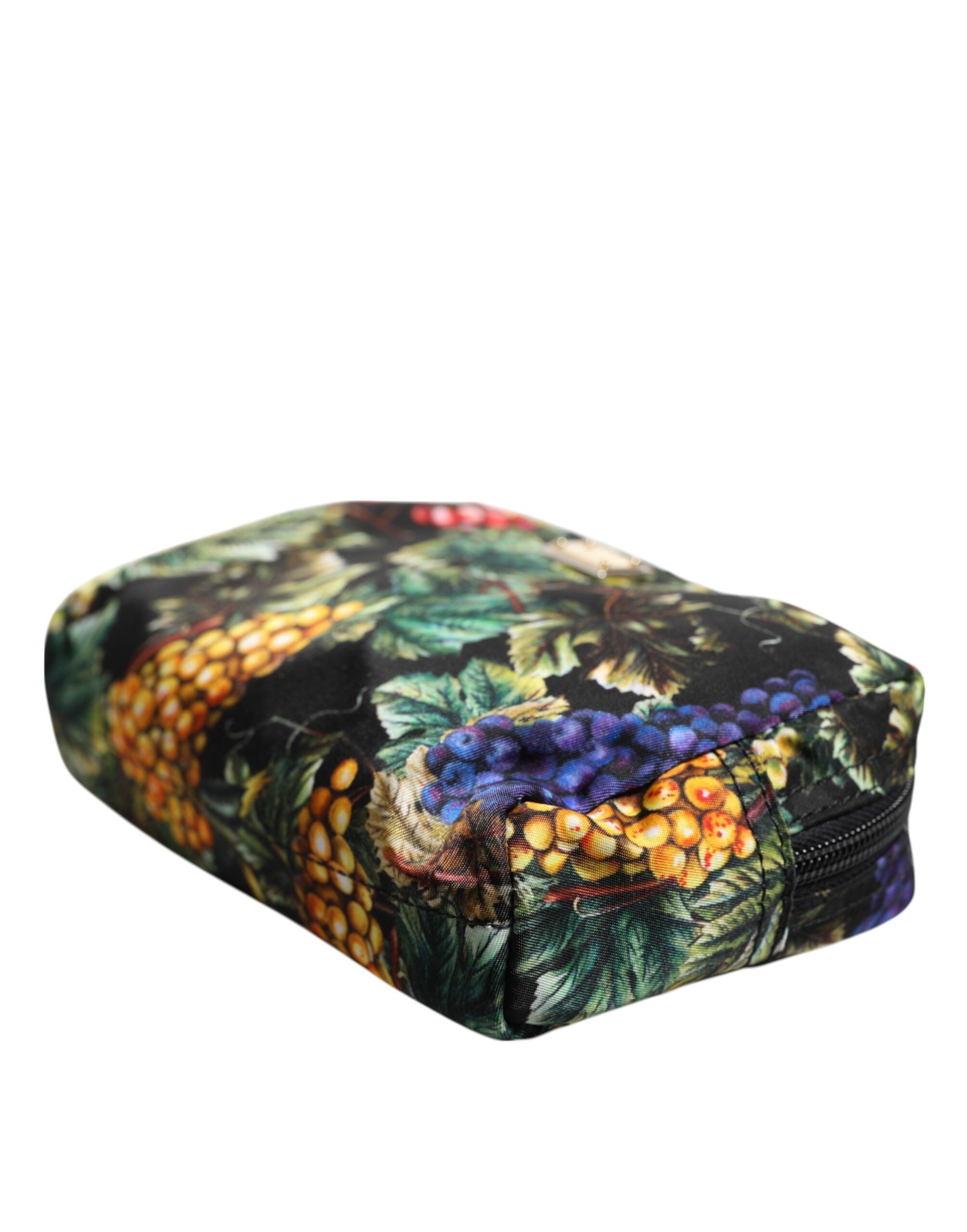 Dolce & Gabbana Multicolor Grape Print Clutch Logo Plaque Pouch Bag