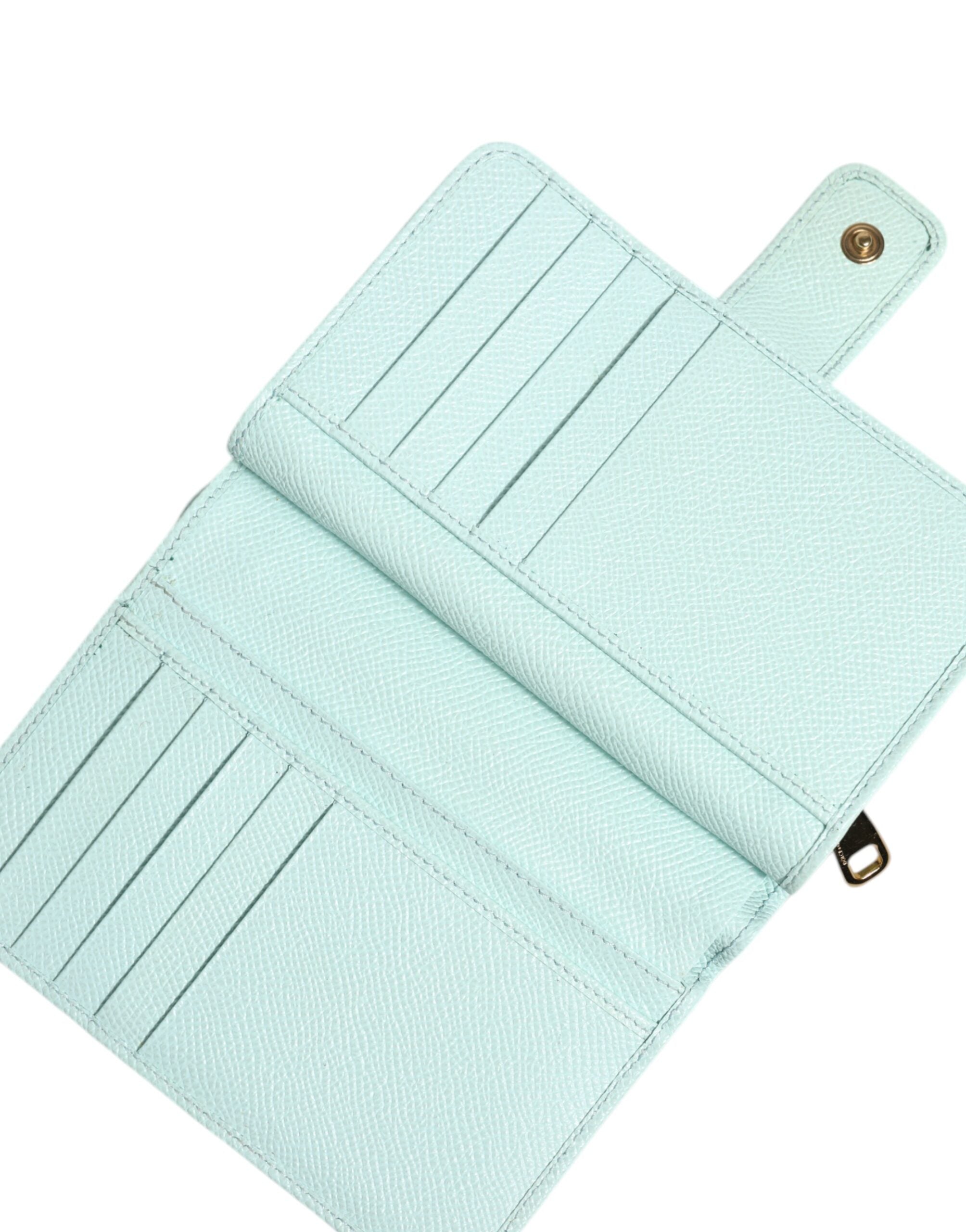 Dolce & Gabbana Mint Green Leather Bifold Continental Clutch Wallet