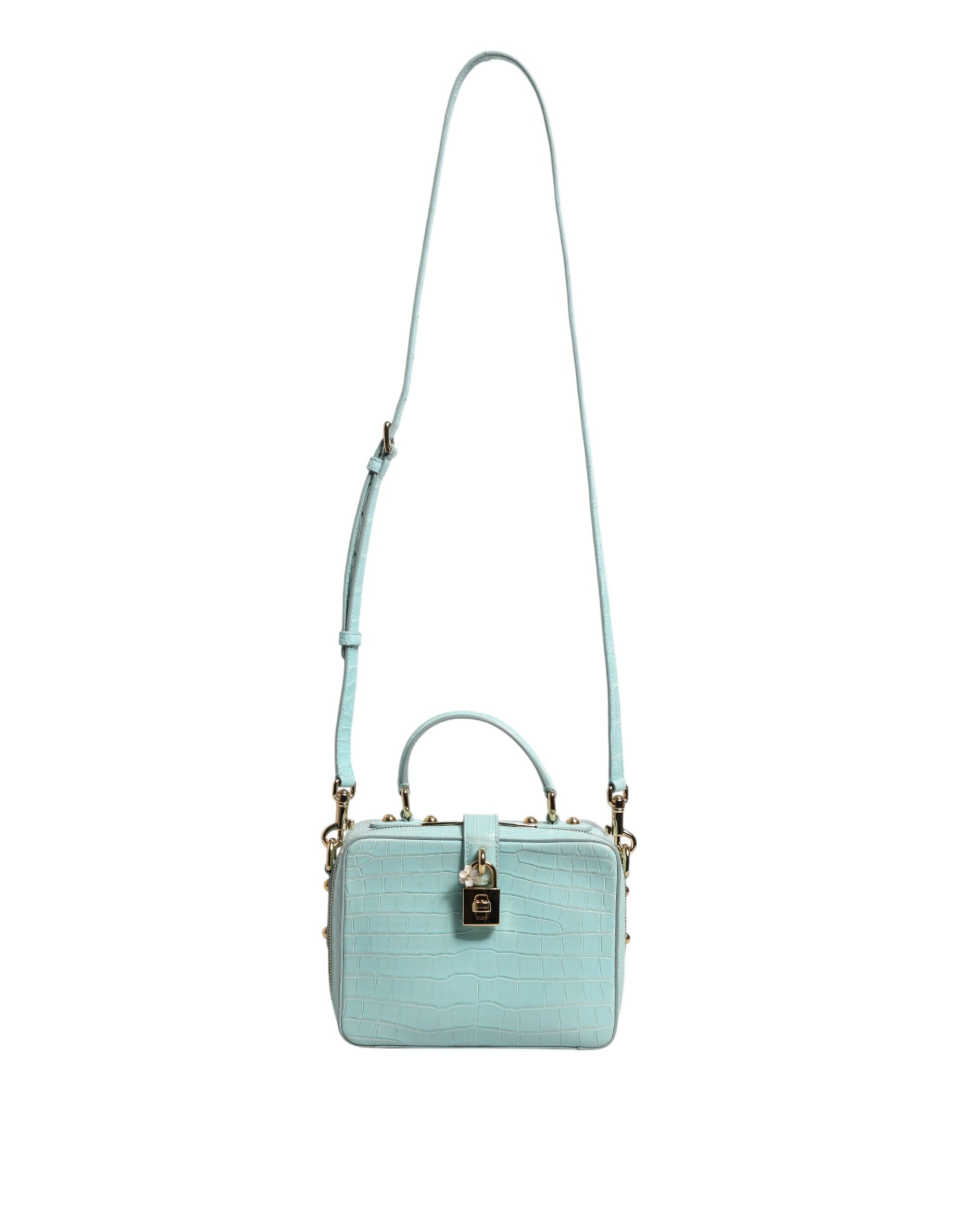 Dolce & Gabbana Mint Green Embossed Leather Padlock Shoulder Bag