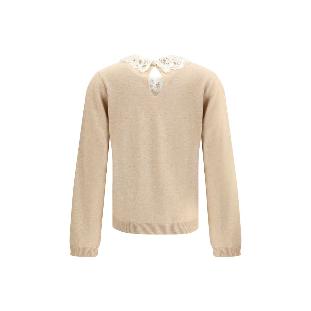 Fabiana Filippi Beige Fleece Wool Sweatshirt