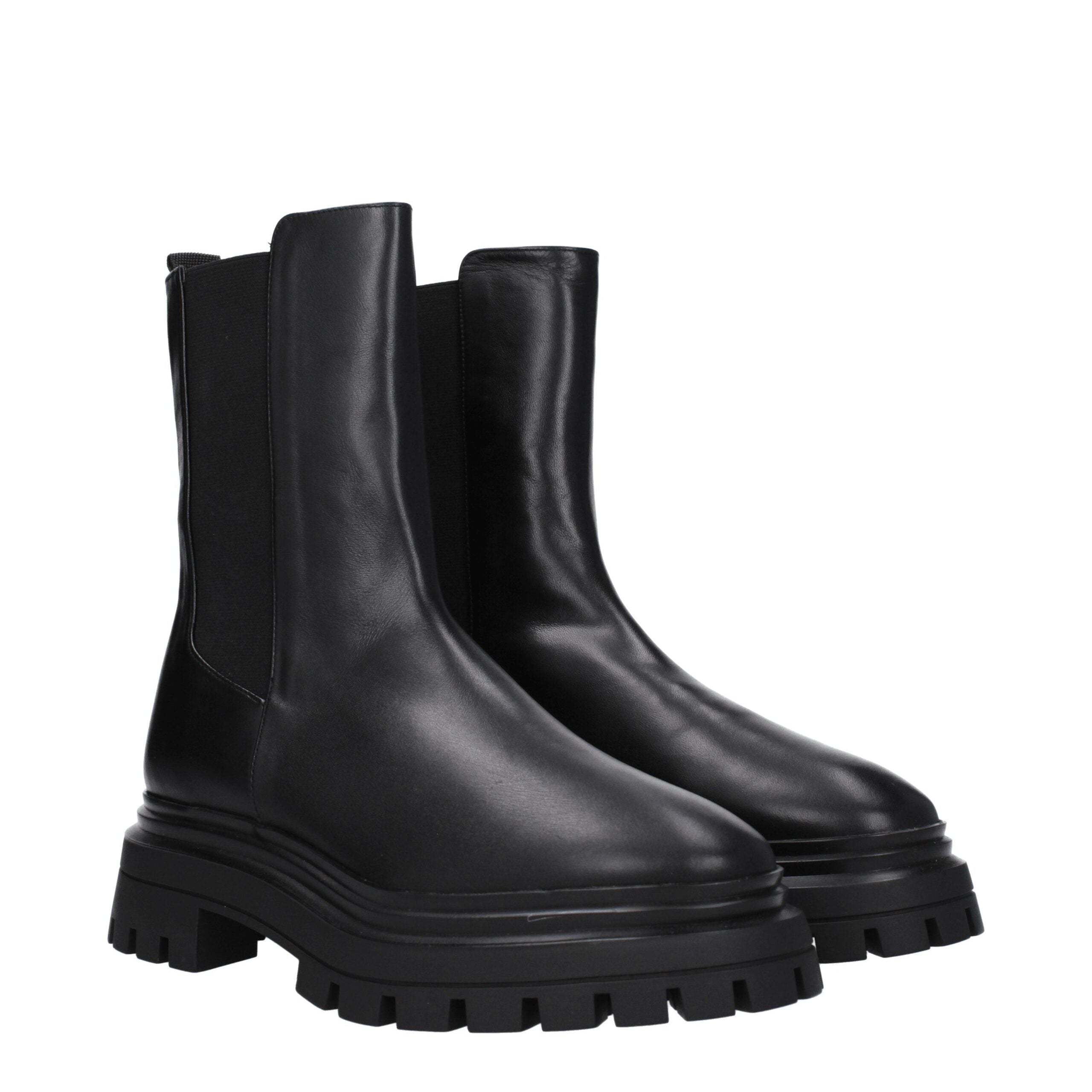 Stuart Weitzman Black Leather Ankle Boots