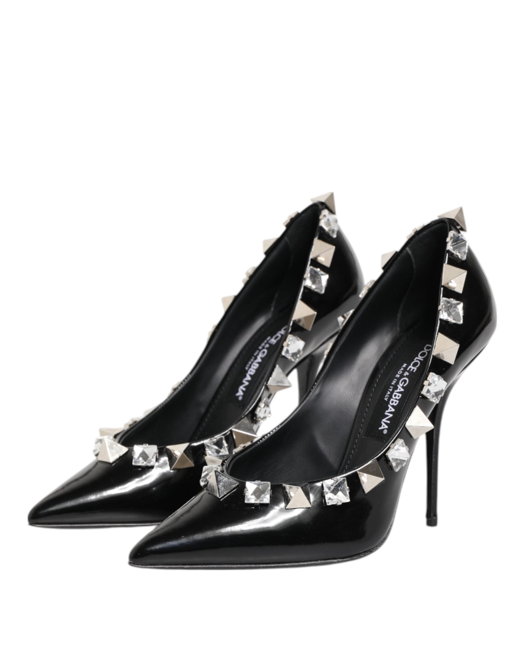 Dolce & Gabbana Black Crystals Studs Stiletto Pumps Shoes
