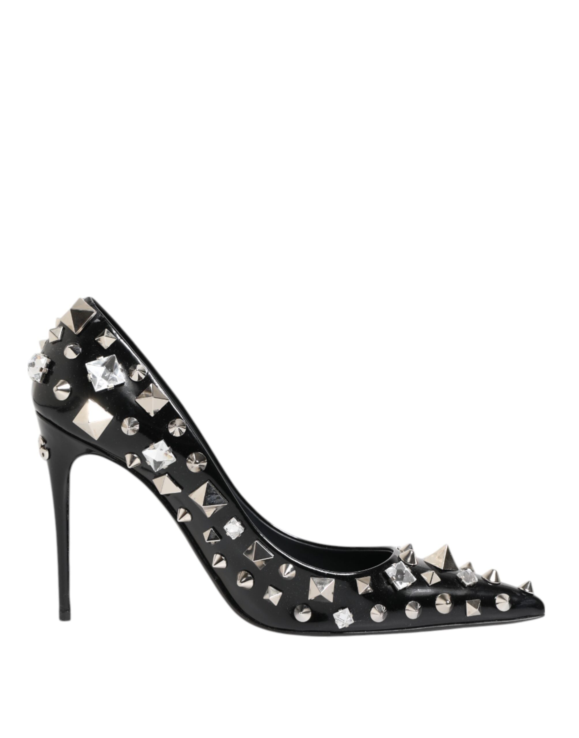 Dolce & Gabbana Black Crystals Studs Stiletto Pumps Shoes