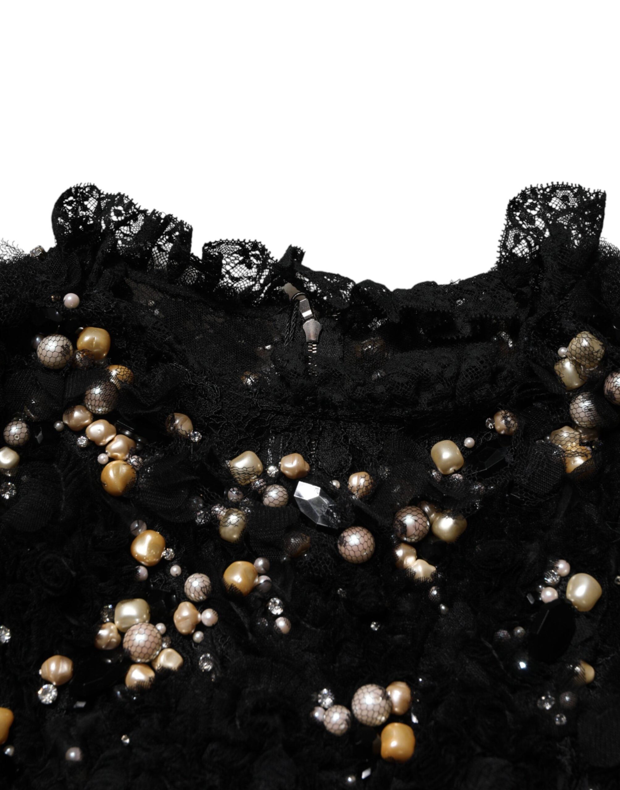 Dolce & Gabbana Black Viscose Pearl Embellishment Shift Dress