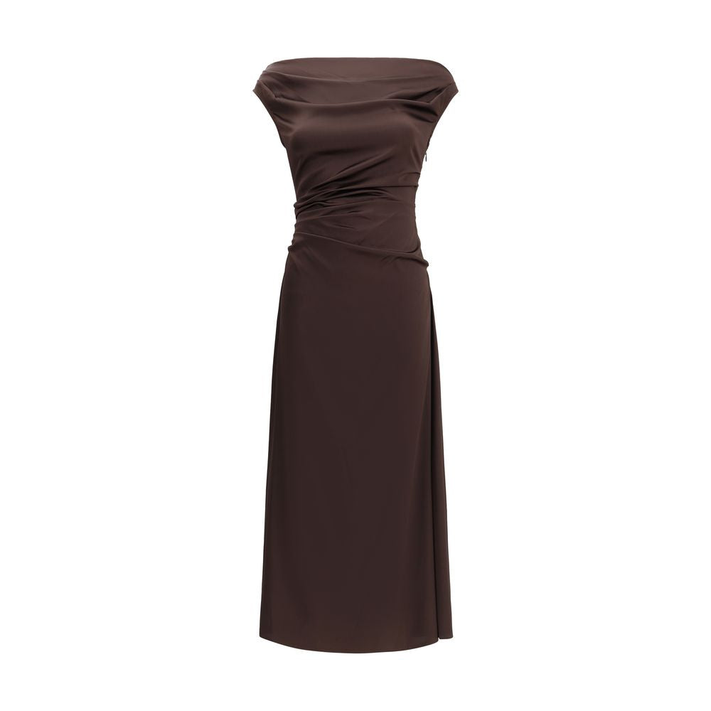 Staud Brown Silk Cocktail Dress