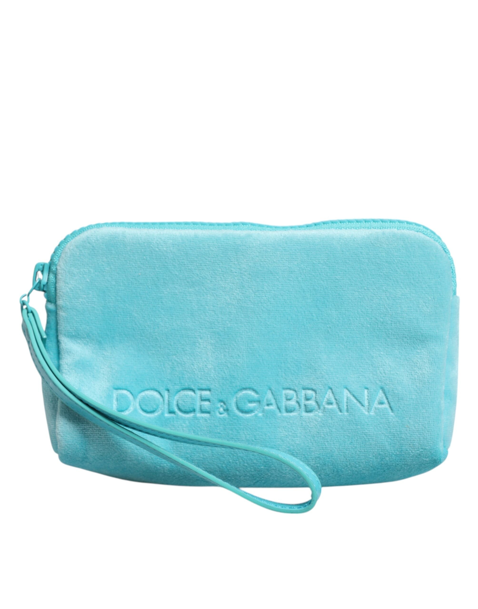 Dolce & Gabbana Light Blue Solid Logo Clutch Sunglasses Holder Pouch Bag