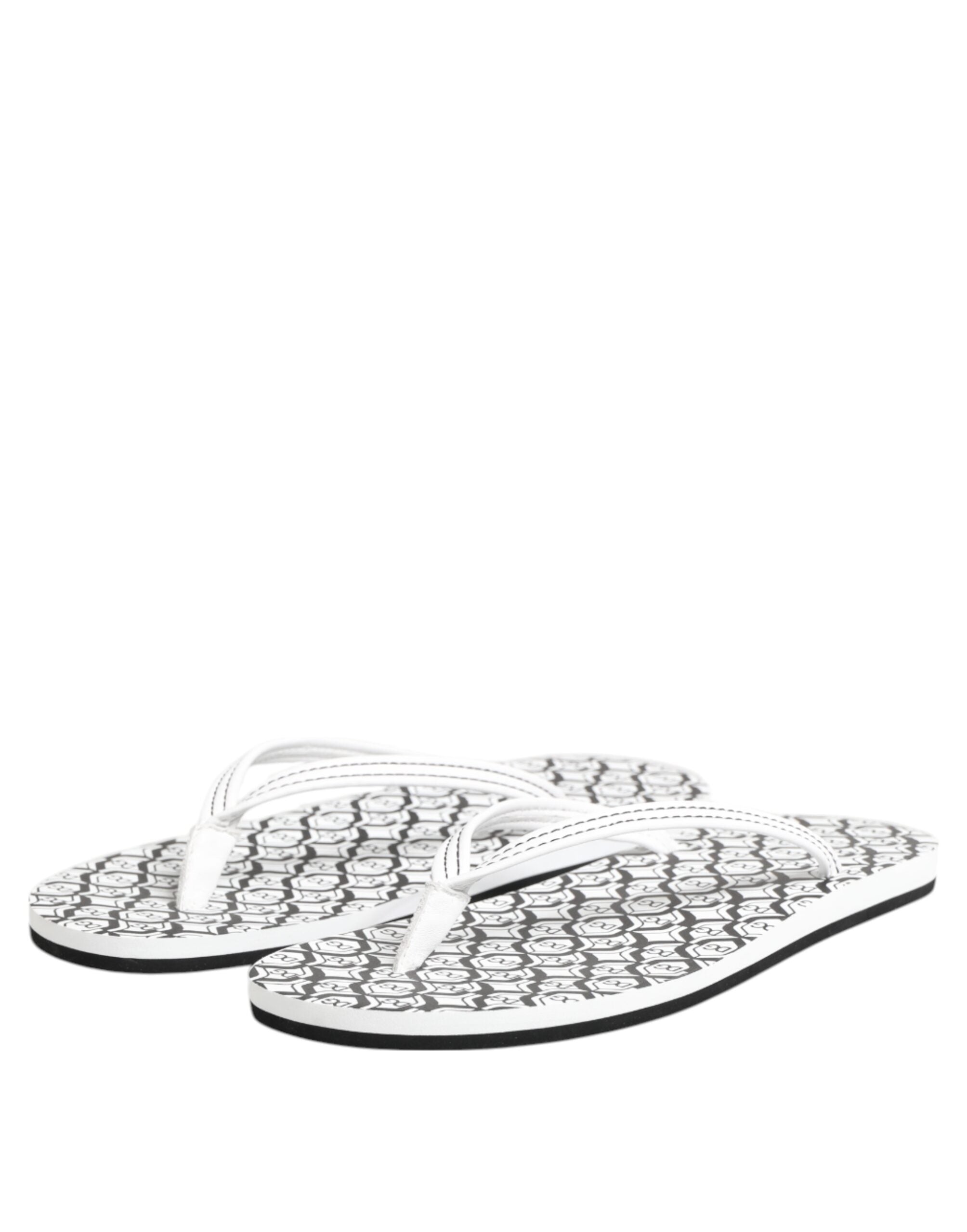 Dolce & Gabbana Black White Logo Beachwear Flats Slipper Shoes