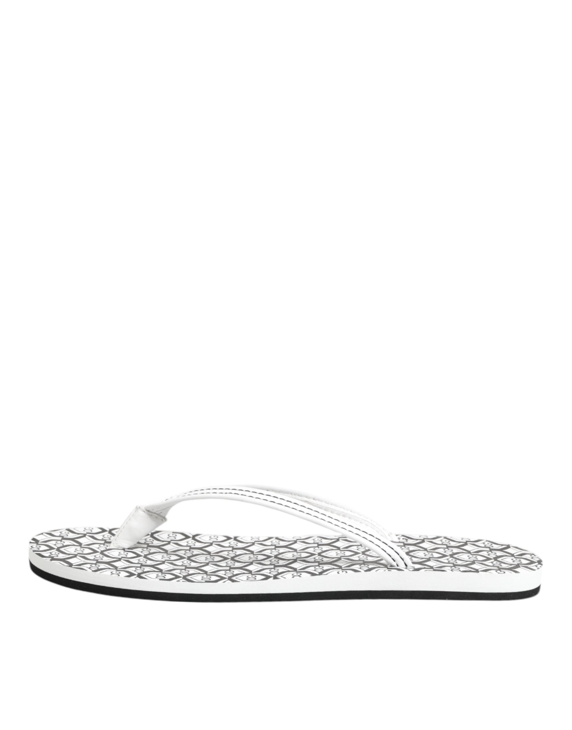Dolce & Gabbana Black White Logo Beachwear Flats Slipper Shoes