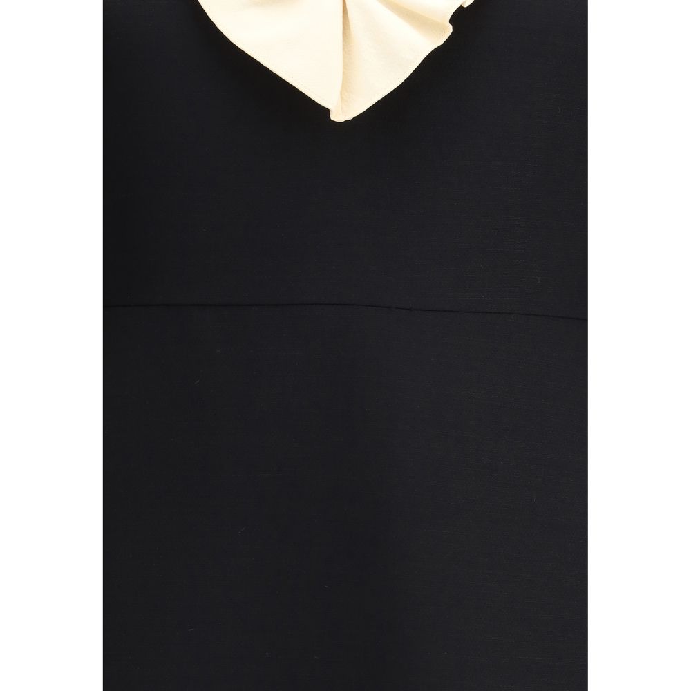 Valentino Black Fleece Wool Cocktail Dress