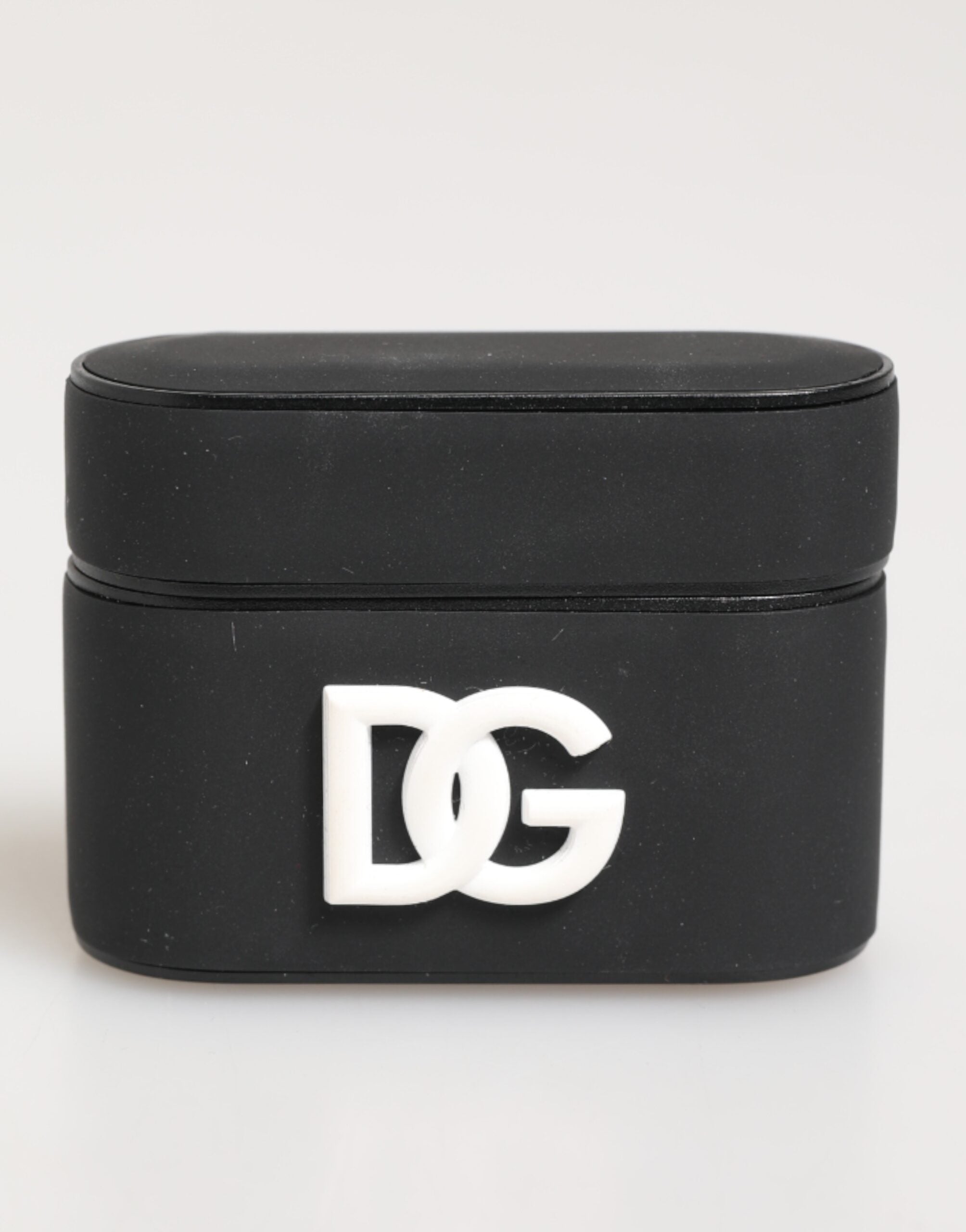 Dolce & Gabbana Black White Rubber Embossed Logo Accessory Airpods Case