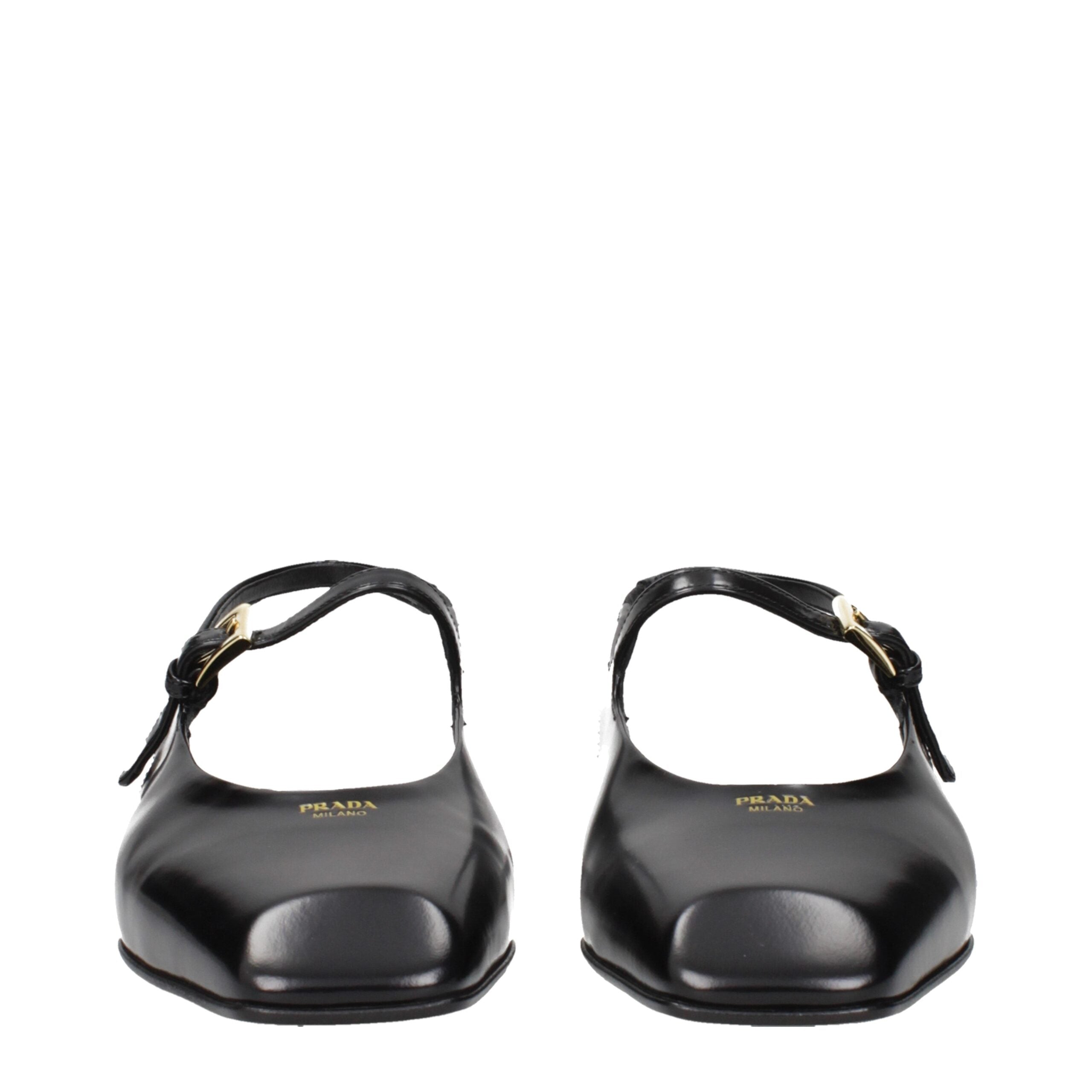 Prada Black Leather Flat Sandals
