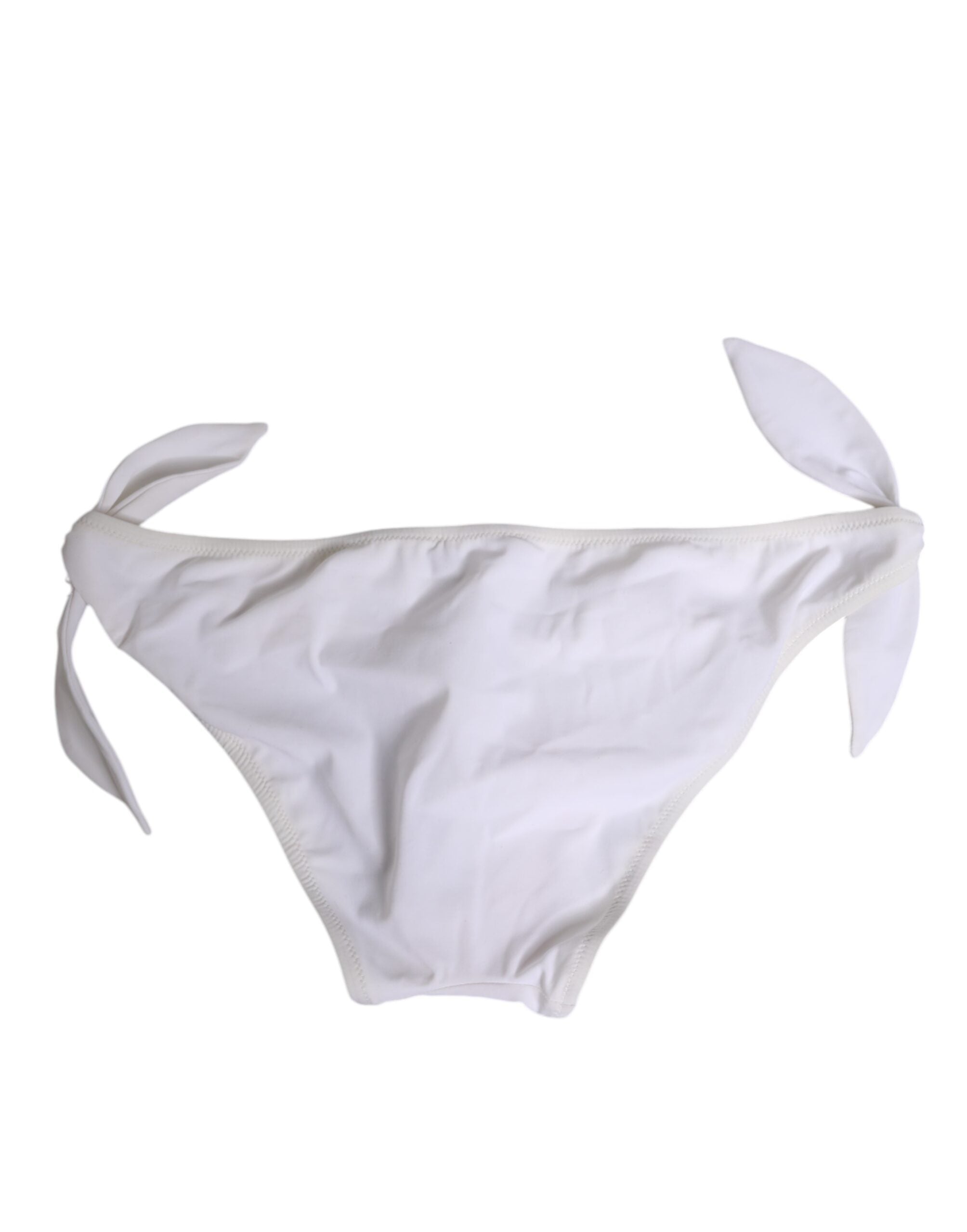 Dolce & Gabbana White Side Tie Logo Bikini Bottom Underwear