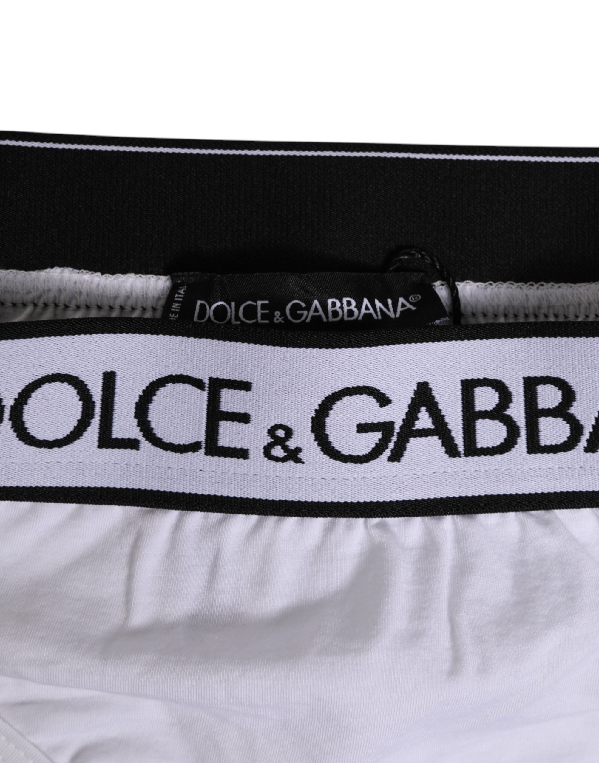 Dolce & Gabbana White Logo Waistband Modal Cotton Thong Underwear