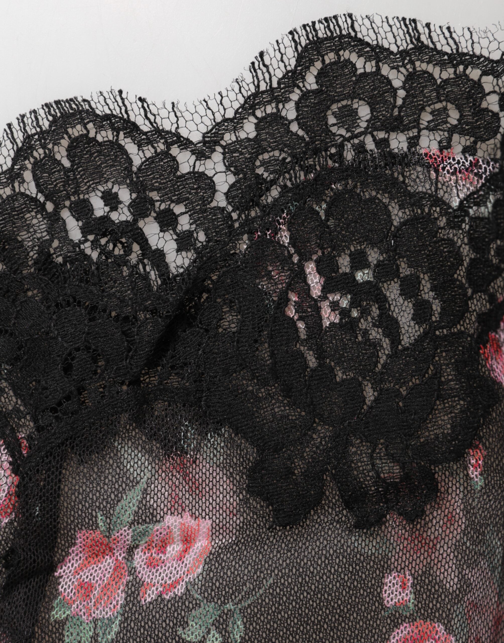 Dolce & Gabbana Black Pink Floral Lace Mesh Lingeri Underwear