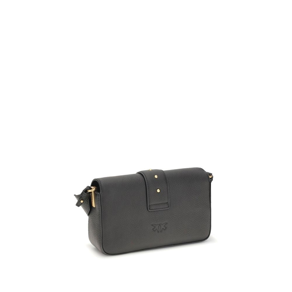 PINKO Black Calf Leather Bos Taurus Shoulder Bag