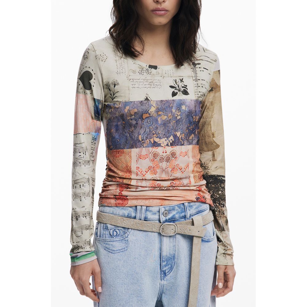 Desigual Beige Viscose Women T-Shirt