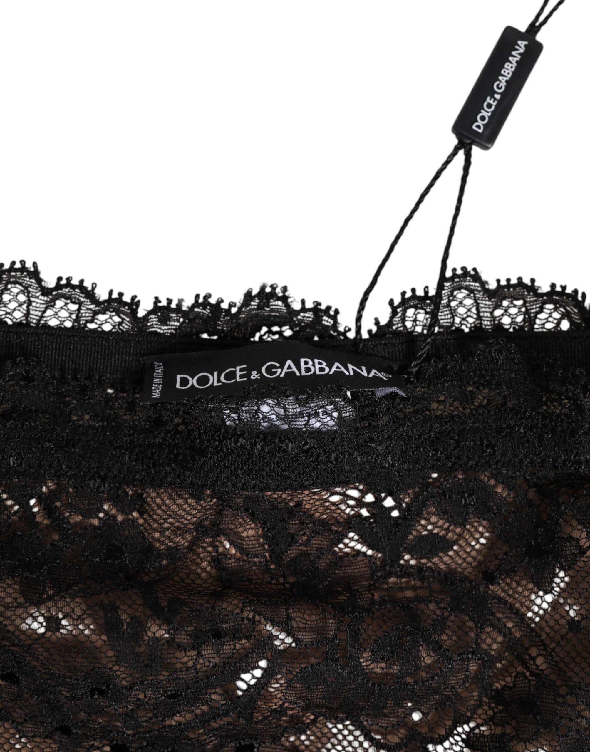 Dolce & Gabbana Black Floral Lace Mesh High Brief Panty Underwear