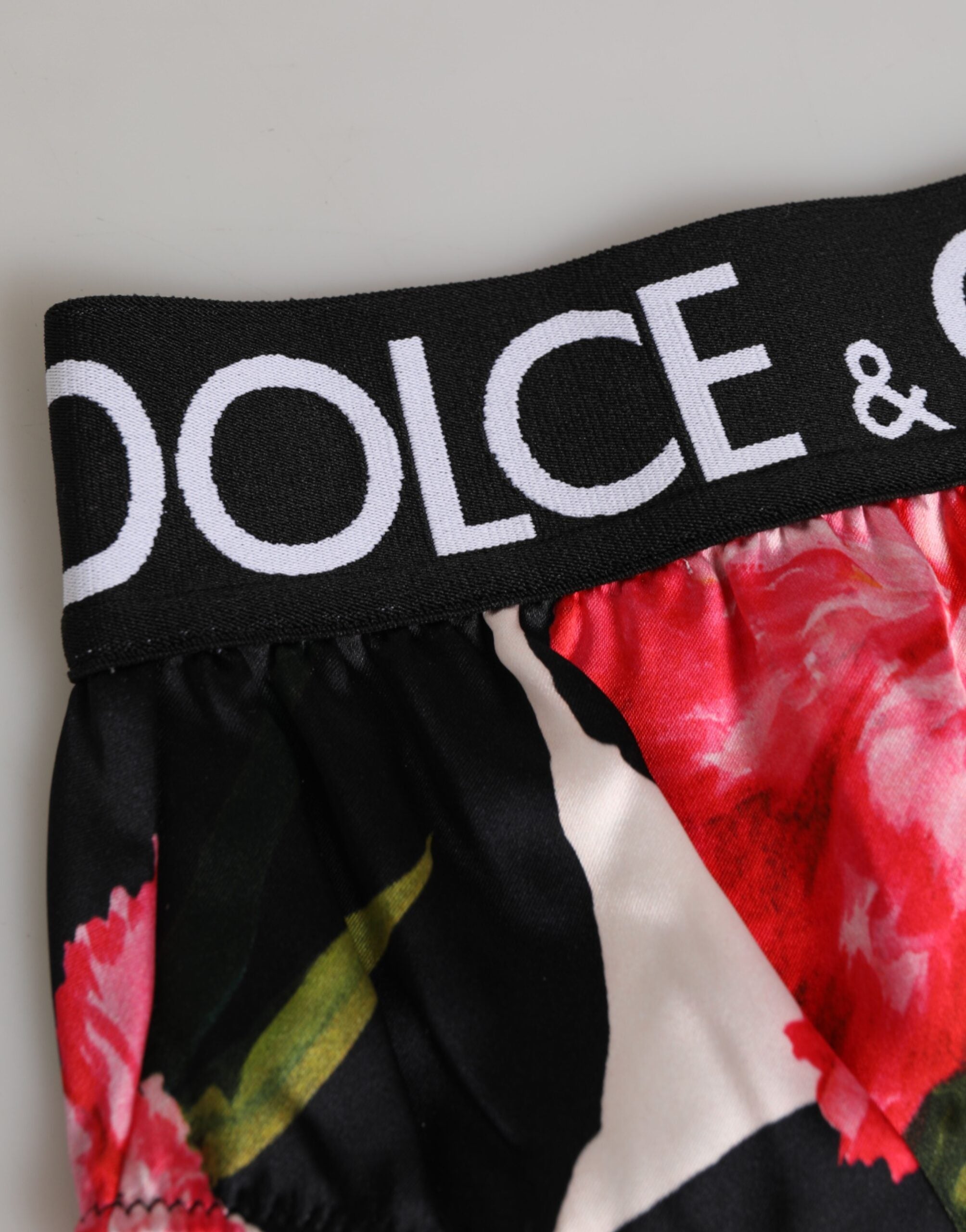 Dolce & Gabbana Black Floral Print High Waist Panty Underwear
