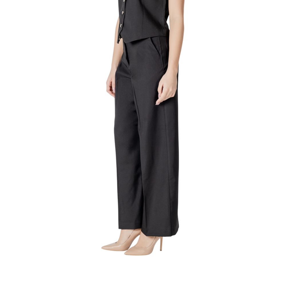 ICHI Black Polyester Dress Pants