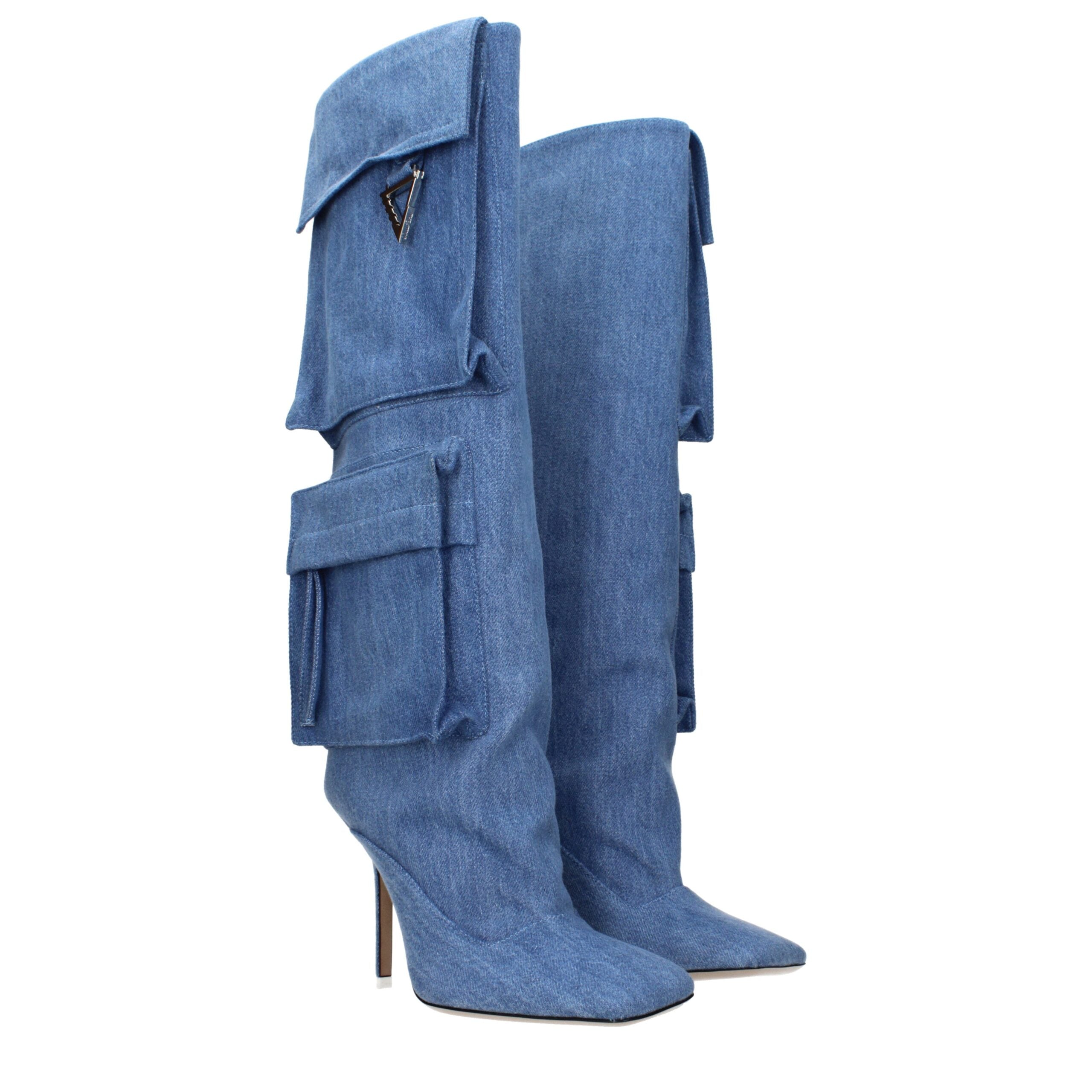 The Attico Light Blue Fabric Boots