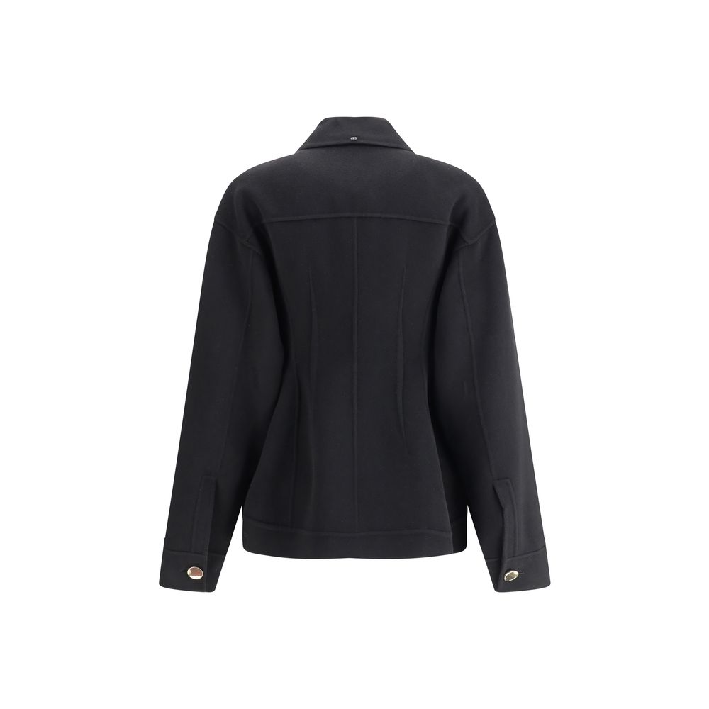 Max Mara Black Fleece Wool Coat