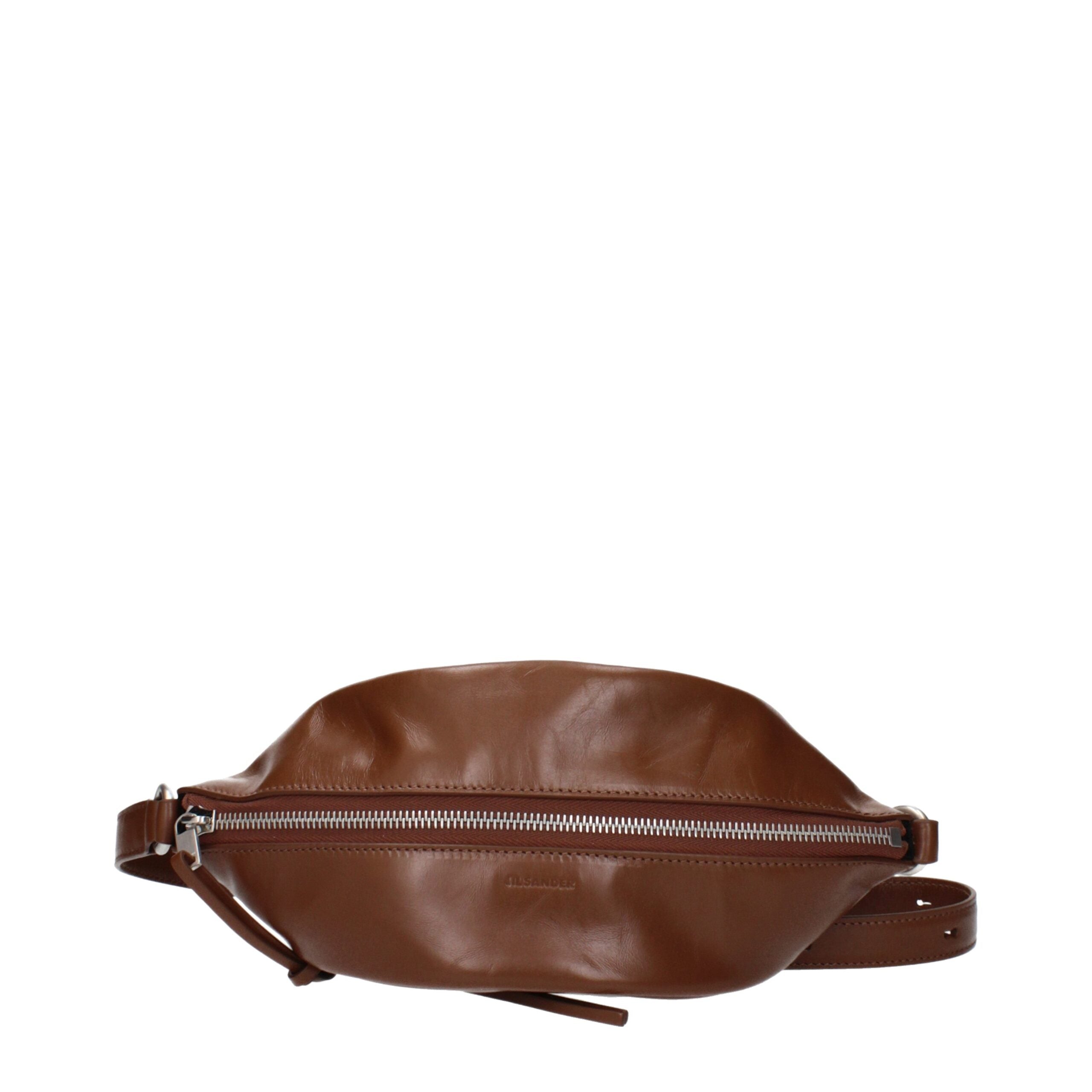Jil Sander Brown Leather Crossbody Bag
