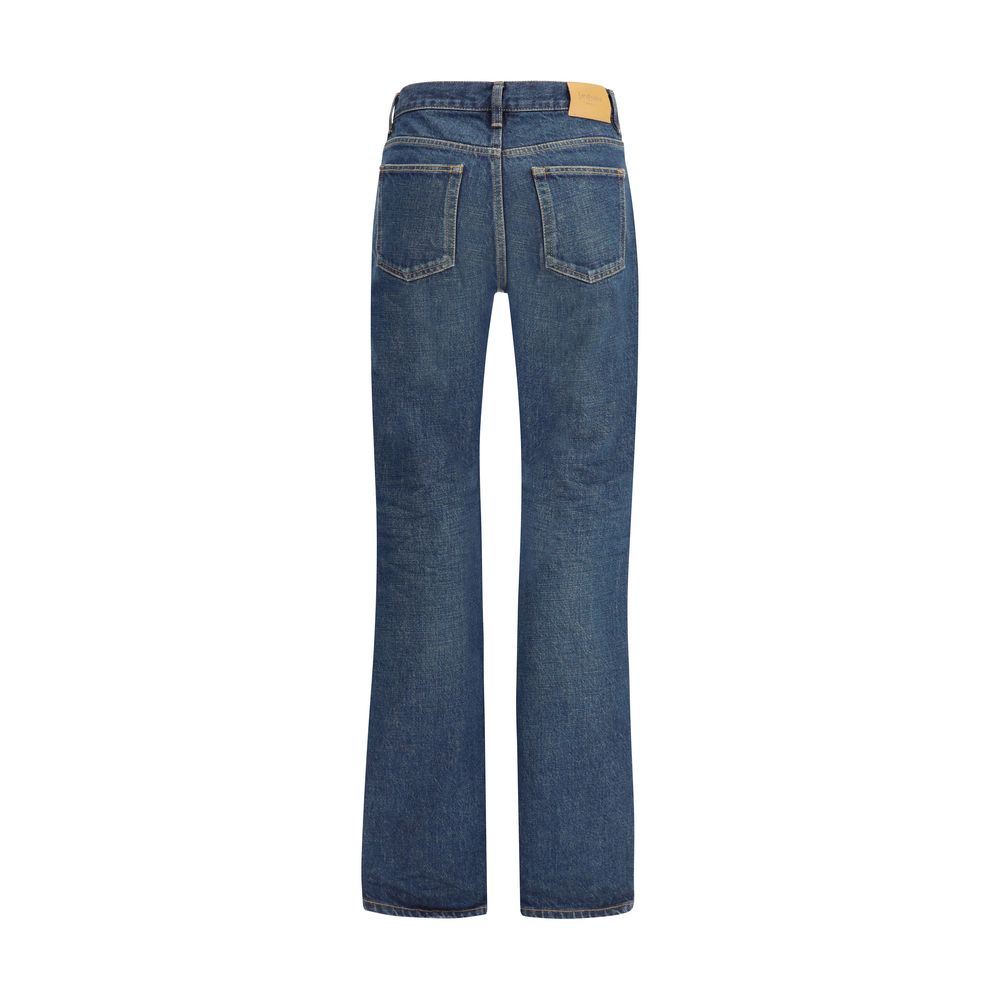 Saint Laurent Blue Cotton Straight-Leg Jeans