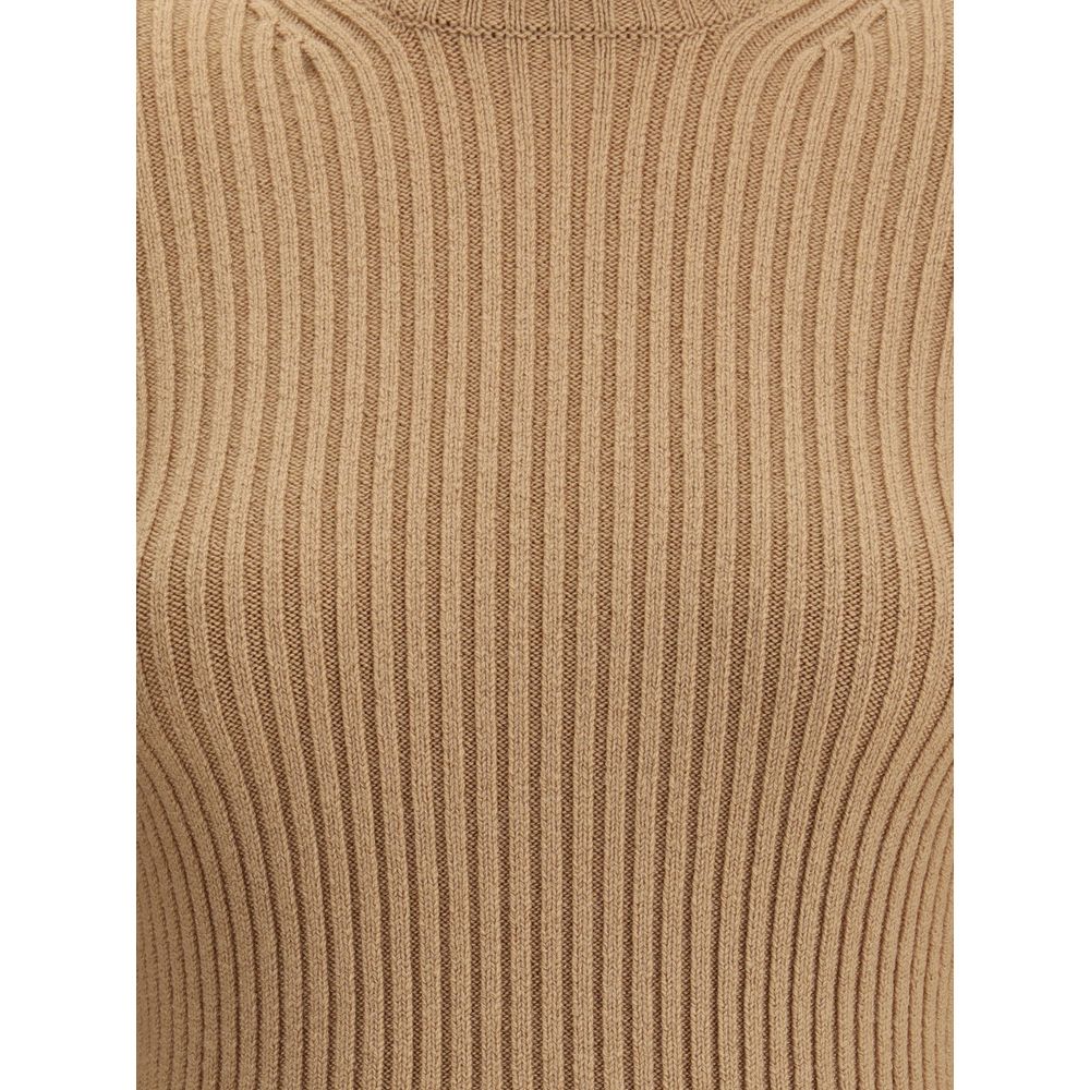 Max Mara Beige Wool Long Sleeve T-Shirt