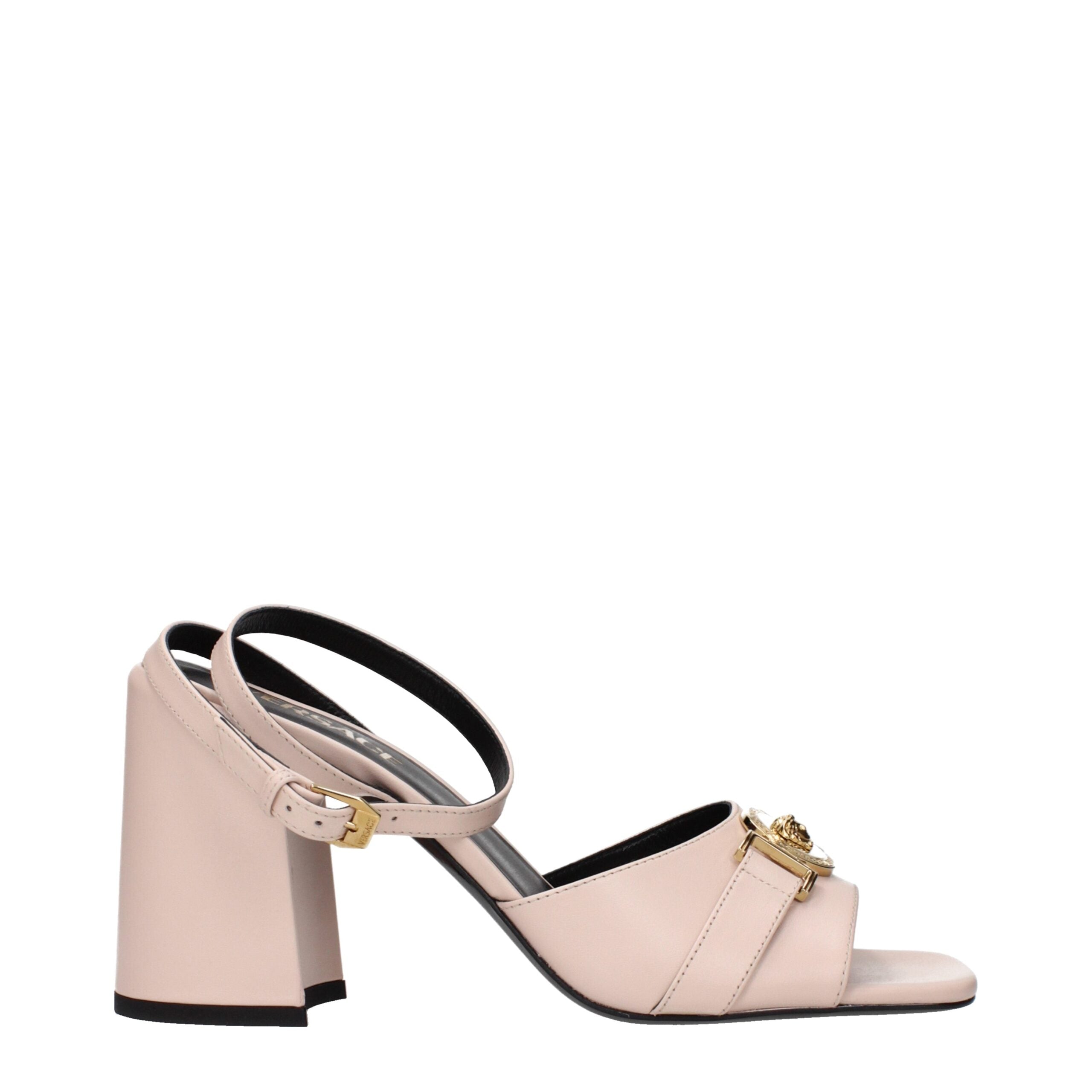 Versace Pink Leather Platform Sandals