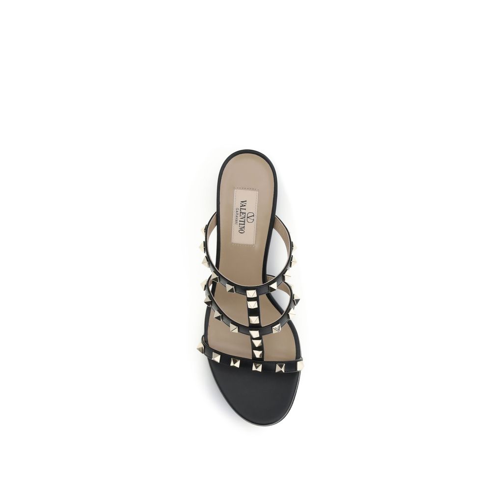 Valentino Garavani Black Calf Leather Bos Taurus Platform Sandals