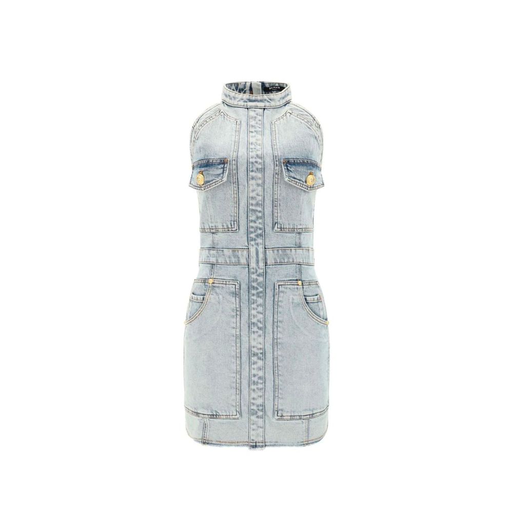 Balmain Blue Cotton Casual Dress