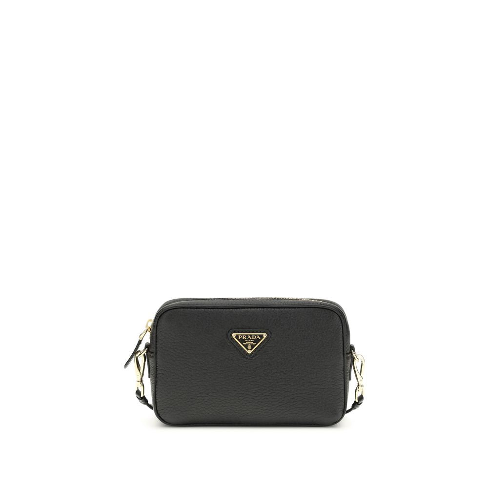 Prada Black Calf Leather Bos Taurus Shoulder Bag
