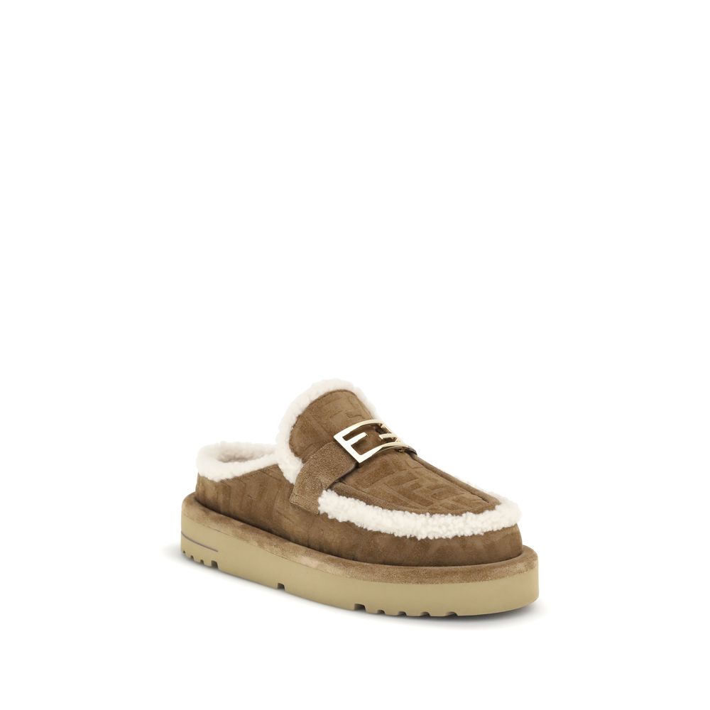 Fendi Beige Leather Mules