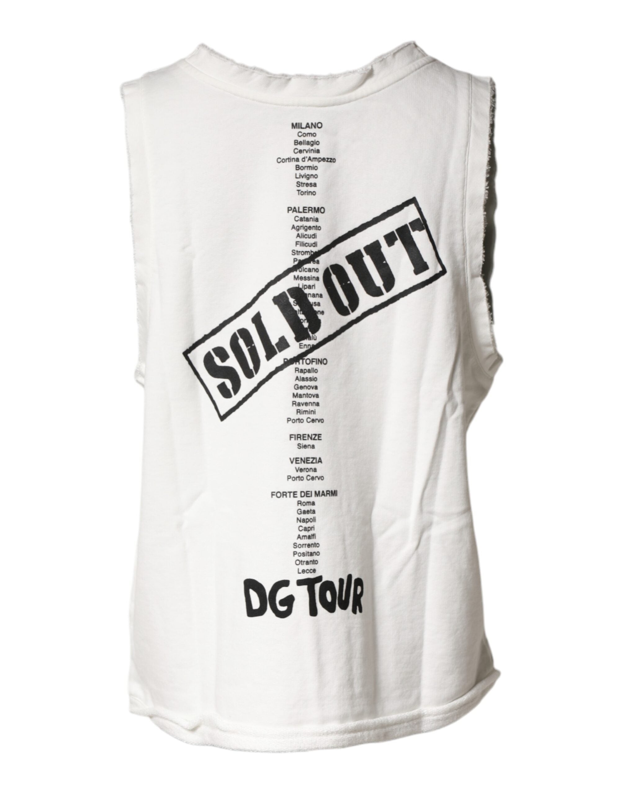 Dolce & Gabbana White Graphic CrewNeck Sleeveless Tank T-shirt