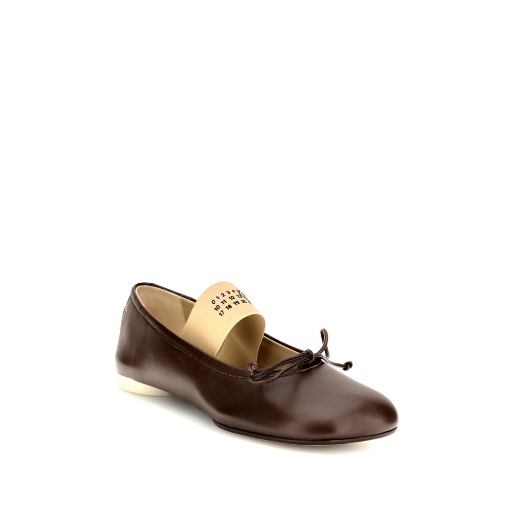 MM6 Brown Calf Leather Bos Taurus Ballet Flats