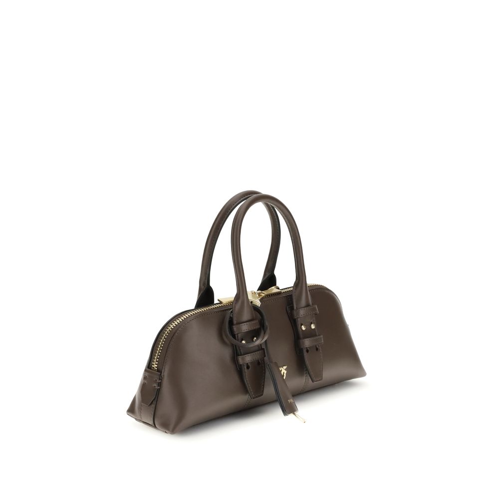PINKO Brown Calf Leather Bos Taurus Handbag