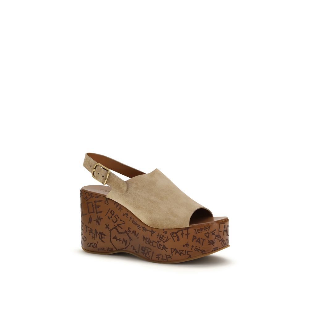 Chloé Beige Lamb Ovis Aries Aries Platform Sandals