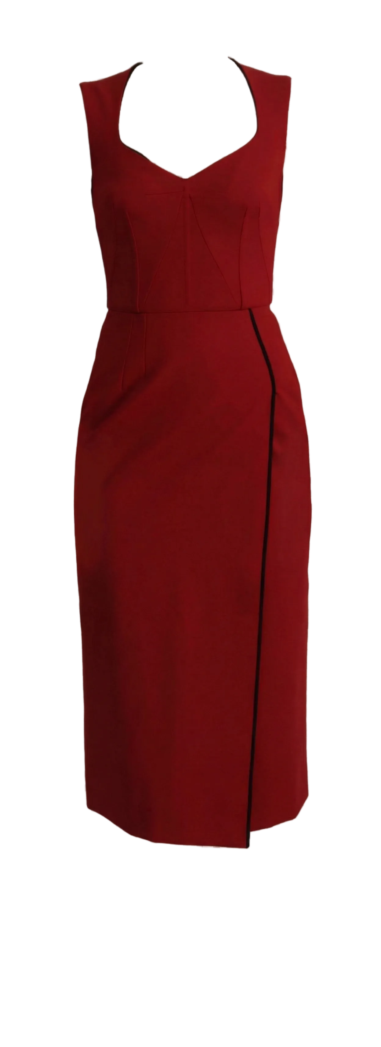 Dolce & Gabbana Red Sweetheart Neck Bodycon Midi Dress