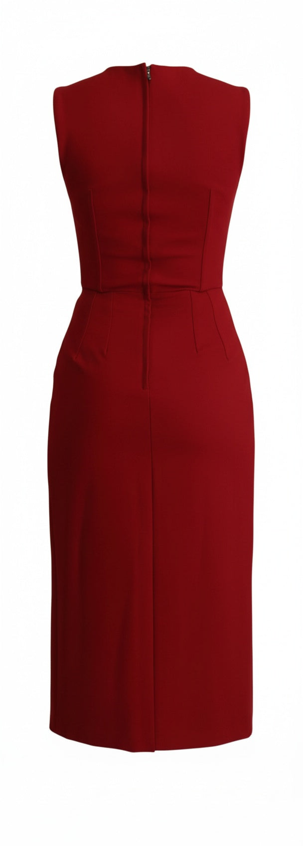 Dolce & Gabbana Red Sweetheart Neck Bodycon Midi Dress