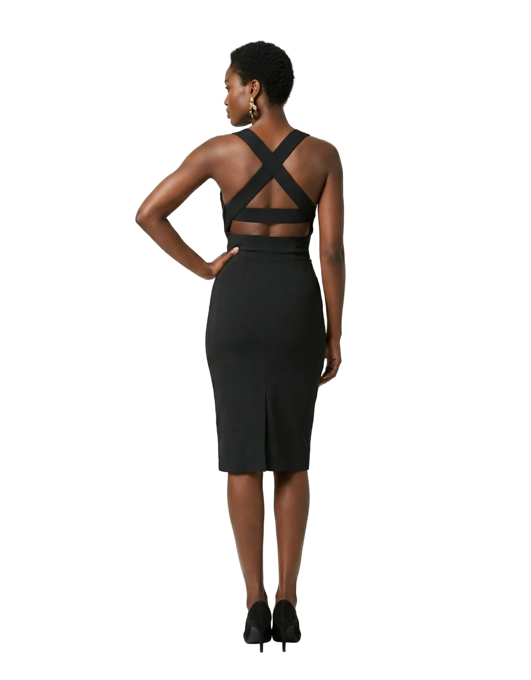 Dolce & Gabbana Black Square Neck Sleeveless Midi Dress