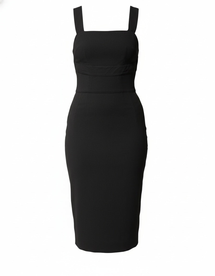 Dolce & Gabbana Black Square Neck Sleeveless Midi Dress