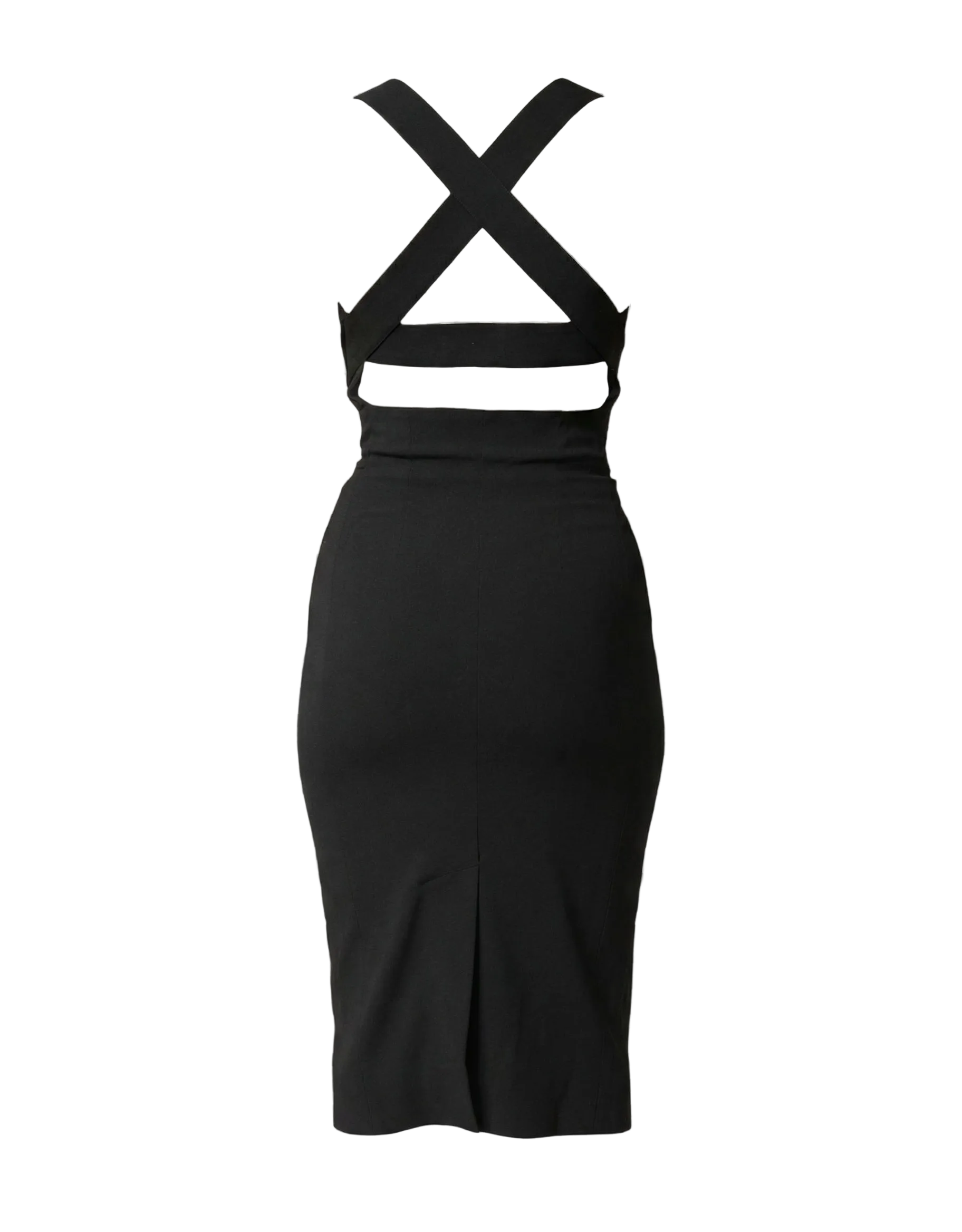 Dolce & Gabbana Black Square Neck Sleeveless Midi Dress