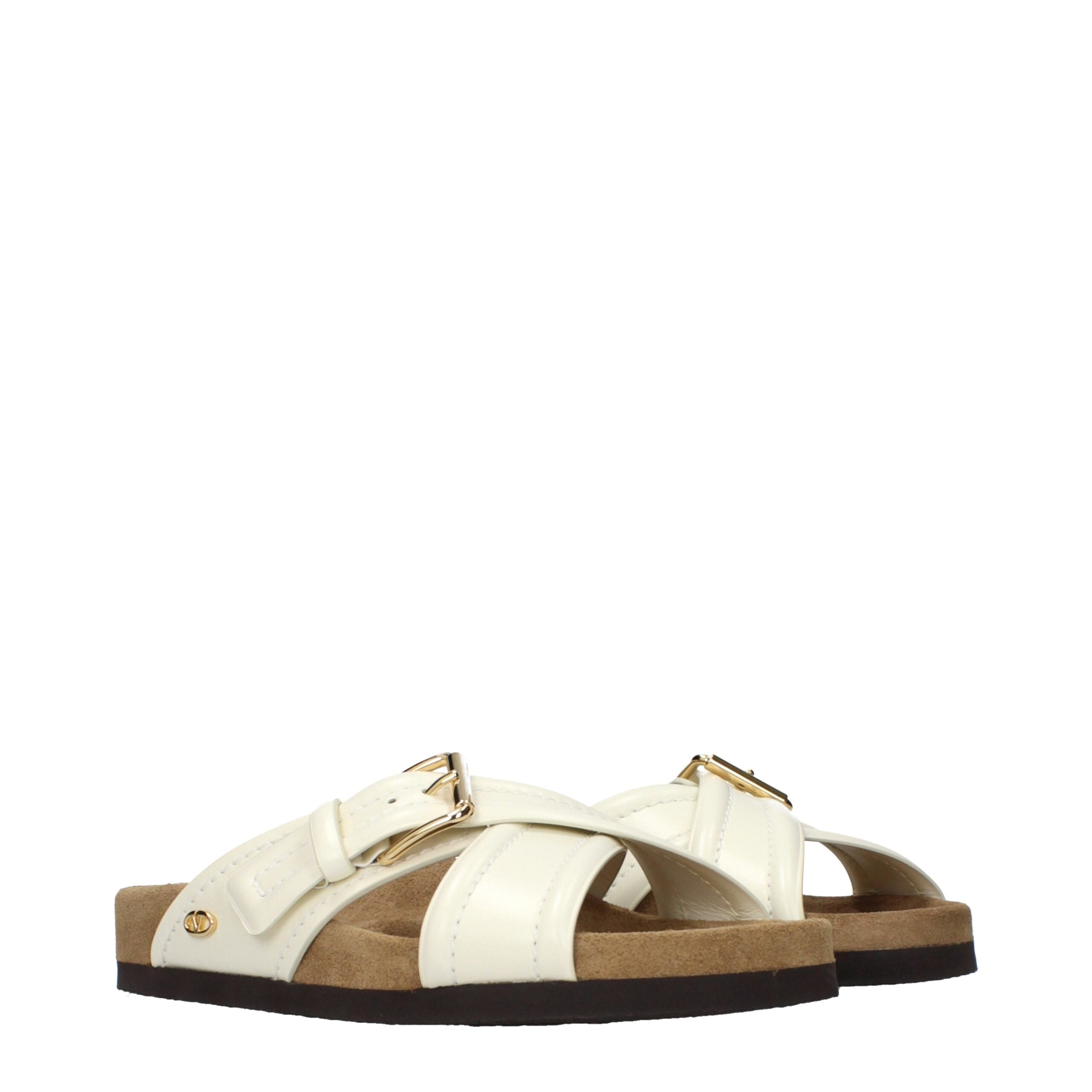 Valentino Garavani Beige Leather Slippers