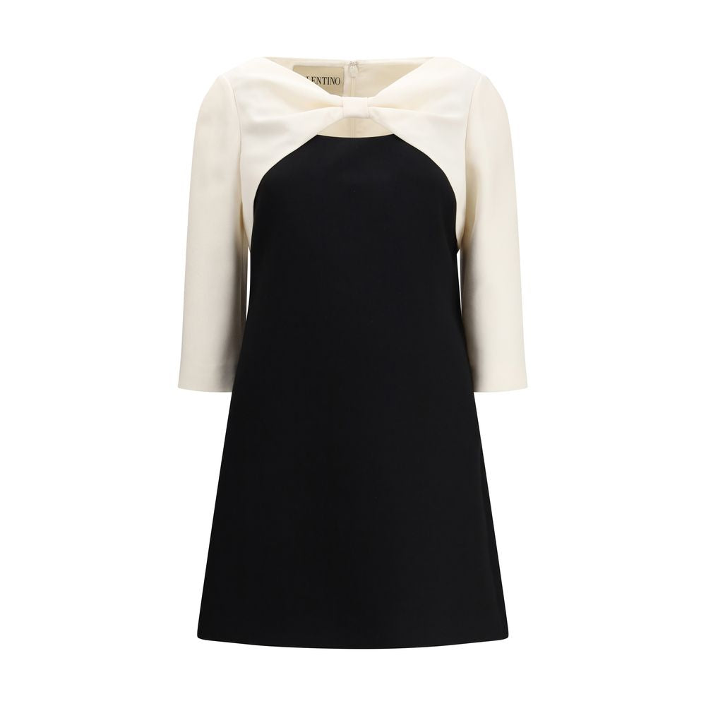 Valentino Black Fleece Wool Cocktail Dress
