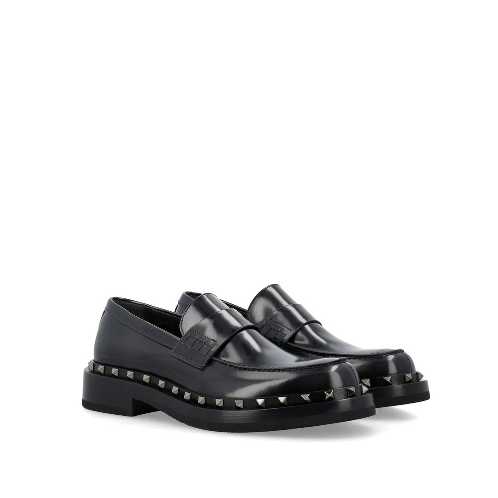 Valentino Garavani Black Calfskin Platform Loafers