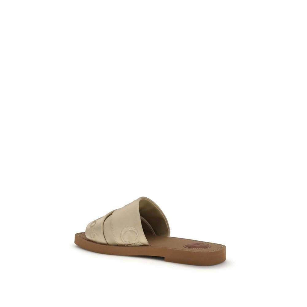 Chloé Gold Polyester Flat Sandals