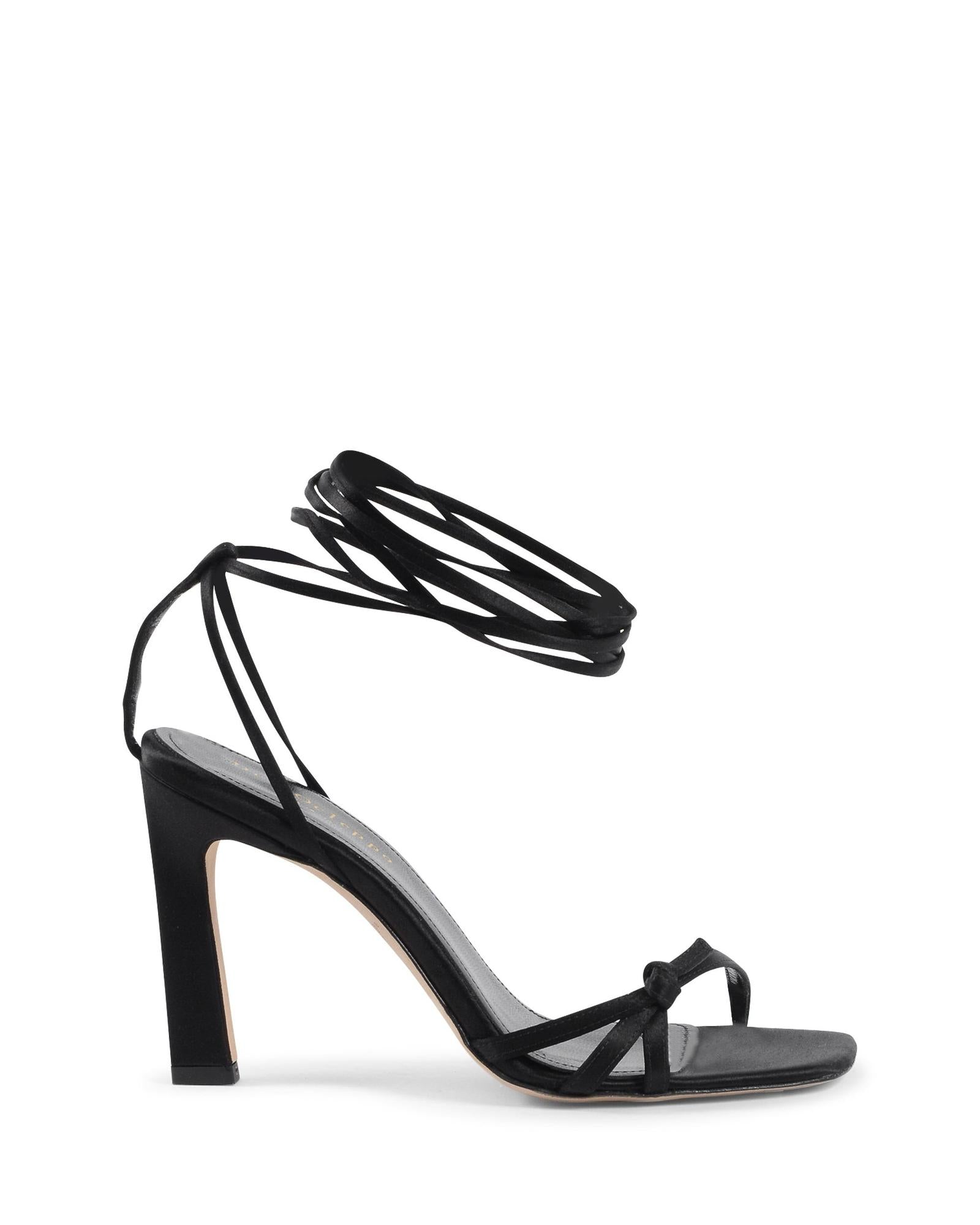Dee Ocleppo Black Satin Strap-On Sandals