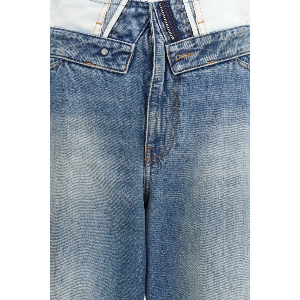 MM6 Light Blue Cotton Straight-Leg Jeans