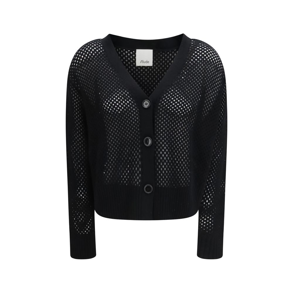Allude Black Fleece Wool Cardigan